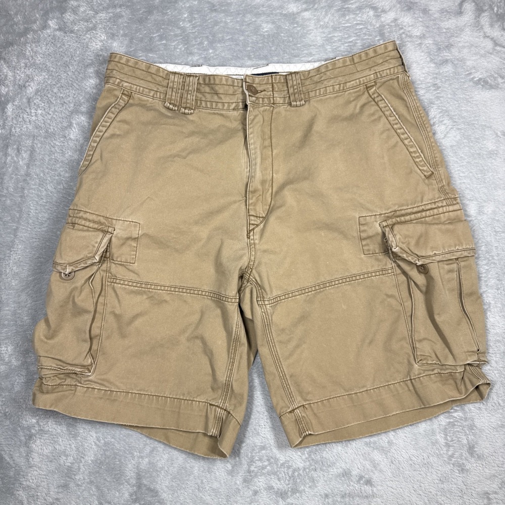 Polo Ralph Lauren Cargo Shorts Men 36 Tan Military Double Button Classic